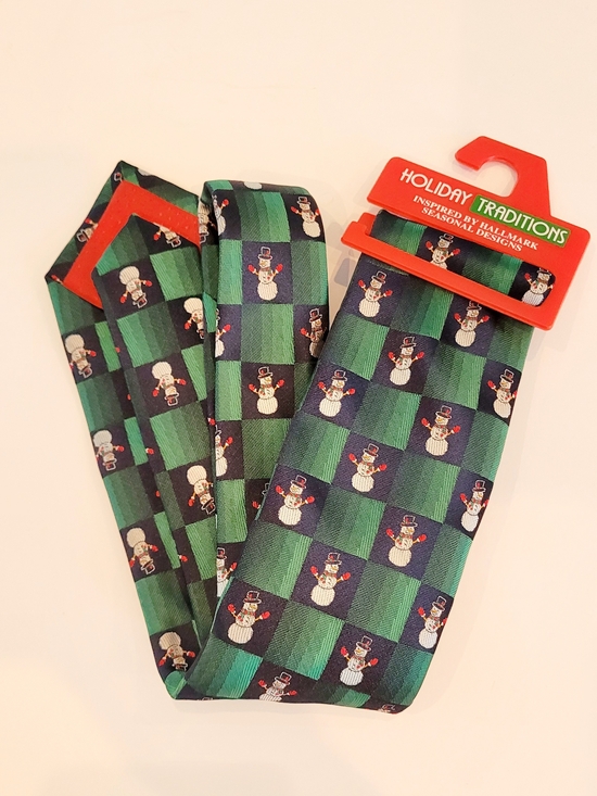 Holiday Traditions Other - Men’s Green Plaid Snowman Tie